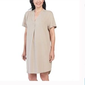 NWT Hilary Radley Women's Tencel Shirt Dress Stone Tan Size XXL $90 UU049